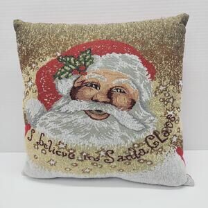 Vintage Santa Face Tapestry Throw Pillow Home Decor 12"X12"